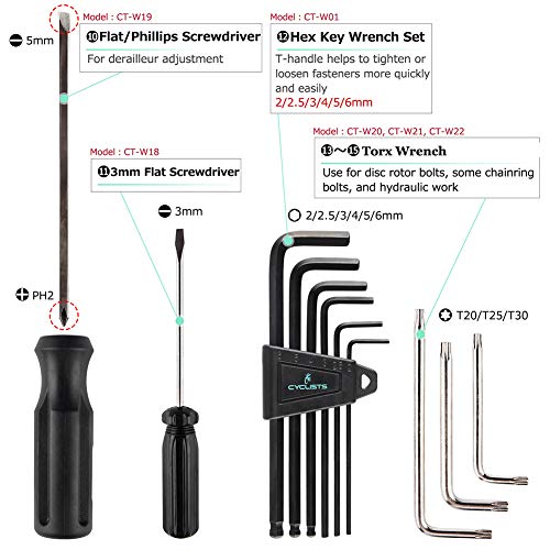 Cyclists Black 23-Piece Bicycle Repair Tool Kit - Bike Maintenance Set