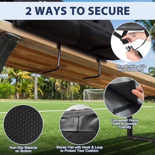 Romswi 21-Inch Foldable Stadium Seats with Back Support & Armrests - 6 Adjustable Angles
