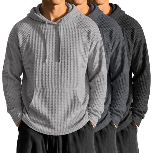 Men's Big and Tall Hoodies Pack Waffle Sweatshirts Casual Warm Pullover