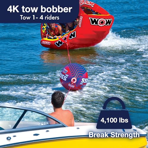 WOW Sports 4K Tow Boss Rope with Inflatable Bobber for Water Skiing & Tube Towing