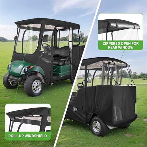 10L0L 2 Passenger Golf Cart Enclosure Rain Cover with Windshield for Yamaha G14 G16 G22 G29 Drive2