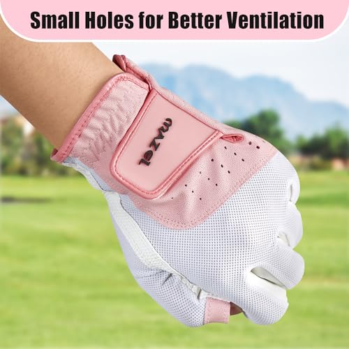Women's Pink Open-Finger Golf Gloves Small Breathable Sweat-Absorbing Fit