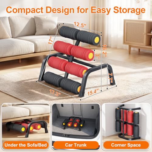 Mini Inversion Table with Rollers, Back Stretch & Support - Compact, Adjustable, Heavy-Duty