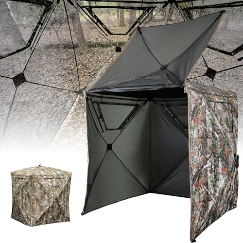 Lenotos 2 Person Pop Up Hunting Blind with 360° See-Through Mesh & Swing Door