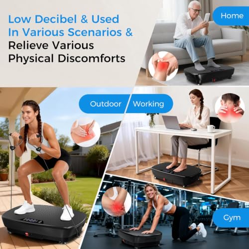 Large Black Vibration Plate Exercise Machine for Full Body Toning & Lymphatic Drainage