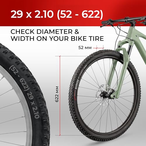 Fincci 29x2.10 Mountain Bike Tire & Tube Set - Black, Foldable, 52-622