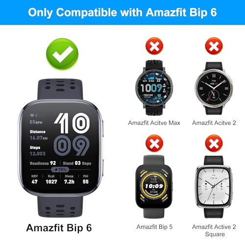 8 Pack Compatible for Amazfit Bip 6 Case with Tempered Glass Screen Protector - 8 Colors