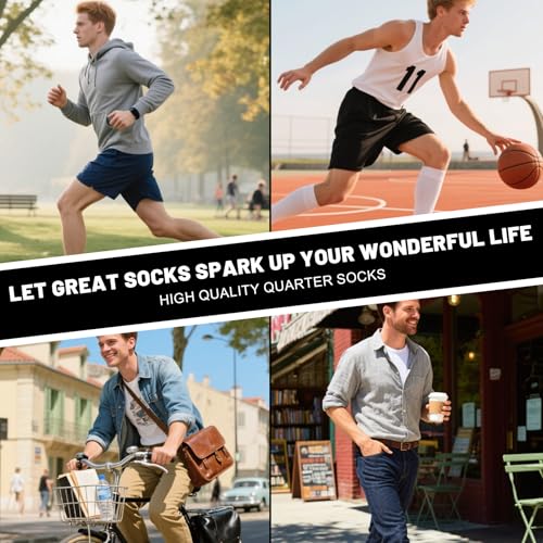 Men's Athletic Ankle Socks 6 Pack Moisture Wicking Cushion Comfort