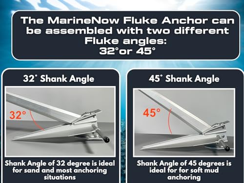 MarineNow Aluminum Fluke Boat Anchor EX-4 16-27' - Lightweight, Corrosion-Resistant, 4 lbs