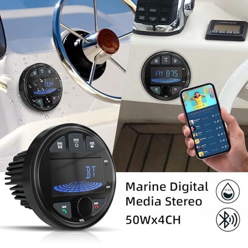 LEXXSON 3-Inch Waterproof Marine Bluetooth Radio with FM/AM/USB for Boats & Vehicles