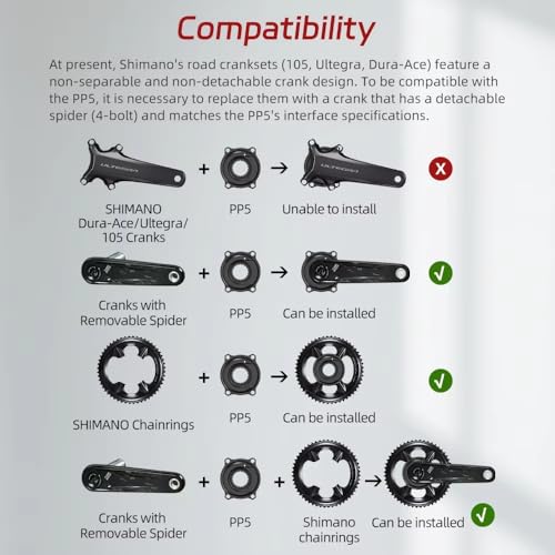 ThinkRider PP5 Spider Power Meter & Crankset - Aluminum, 110 BCD 4-Bolt, Road Bike Use, Lightweight