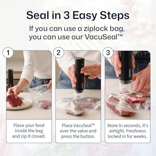Plateful Handheld Vacuum Sealer with 30 Bags - Cordless Food Storage & Freshness Keeper