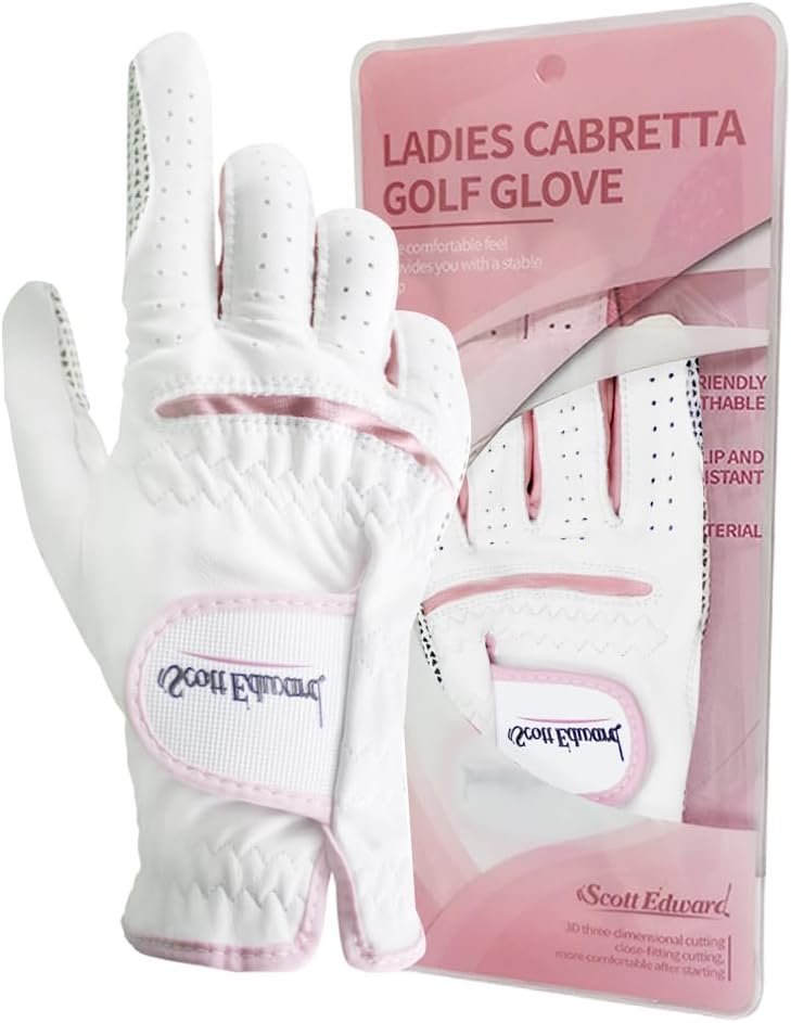 Scott Edward Women's Leather Golf Gloves - Non-Slip, Breathable, Enhanced Grip | 2-Pack (Pink)