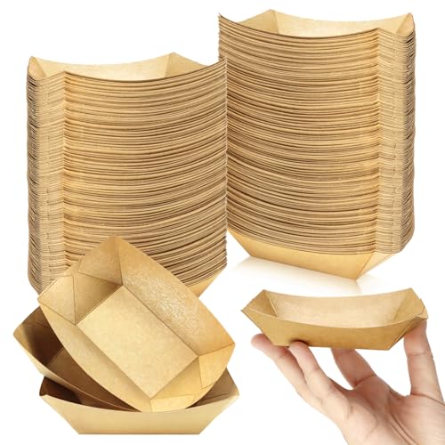 200 Pack Mini Kraft Food Boats - 1/4 lb Nacho & Snack Trays Bulk