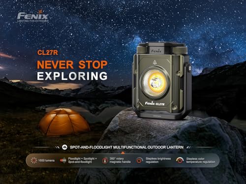 Green Fenix CL27R Camping Lantern Flashlight 1600 Lumens USB-C Waterproof Portable