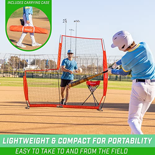 Baseball & Softball Pitching Screen - L Screen 7ft x 7ft Safety Barrier with Frame