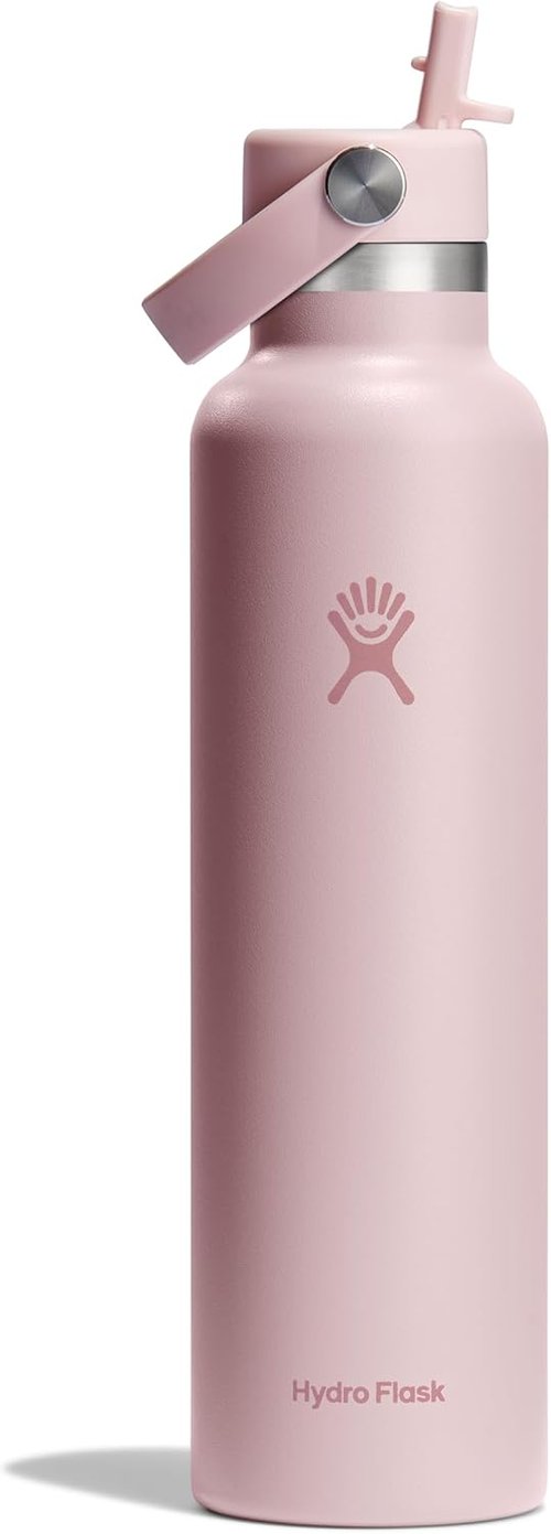 Hydro Flask Water Bottle - Insulated Stainless Steel - Leakproof Straw Lid | 24 Oz Trillium Pink