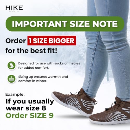 Hike Footwear HF Winter Barefoot Boots - Wide Toe, Zero Drop, 9-9.5 Women / 7-7.5 Men Black