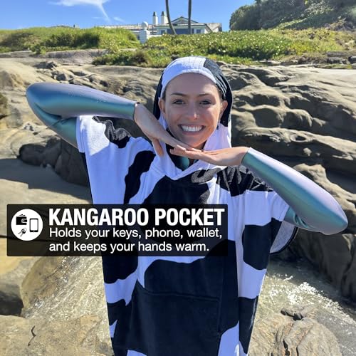 Cow Surf Poncho - Warm & Soft Changing Robe for Wetsuit - One Size