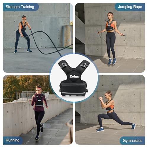 Weighted Vest for Men Women - Adjustable 11-20 lb Fitness Vest with Removable Weights - Black