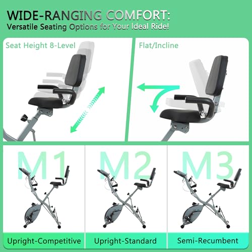 Grey Foldable Indoor Exercise Bike with 16 Resistance Levels & 350LB Capacity