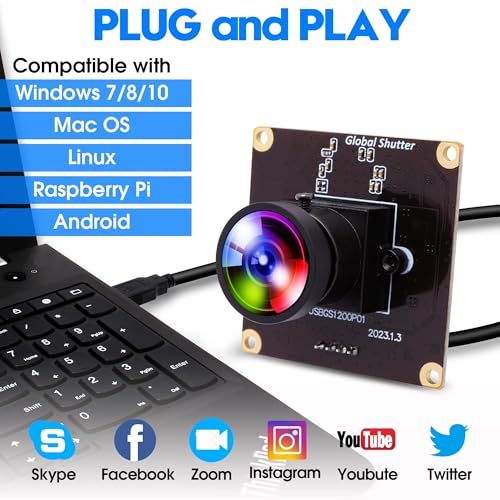 H120 Wide Angle No Distortion 2MP Global Shutter USB Camera 90FPS