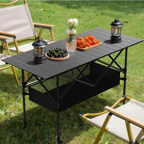 Hsundries 4FT Portable Folding Camping Table with Carry Bag & Mesh Storage