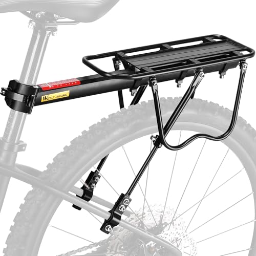 110Lb Capacity Bike Cargo Rack with Reflective Logo - Adjustable Bicycle Luggage Carrier