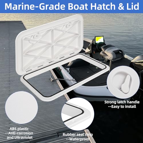 White Marine Boat Hatch Cover Deck Access Lid 24x14 Inches - CLLOMAGY