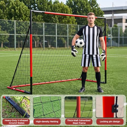 Soccer Goal 2.5x3 Feet All Weather Steel Frame Heavy Duty Net Quick Assembly