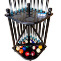 Black Pool Cue Rack Floor Stand for 10 Cues | Hardwood Billiard Accessories