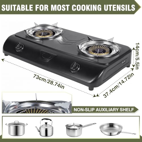 Bestfire Portable Propane Camp Stove with Dual 12,000 BTU Burners, Auto Ignition, Rust-Resistant Steel