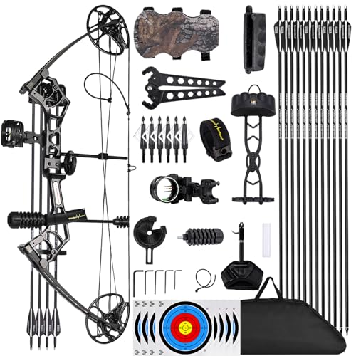 Compound Bow for Hunting & Target Shooting - Right Hand, 0-70 lbs, Adjustable, 25-31" Draw, Up to 320 fps - Black, Variation of This Listing