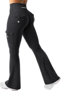 YEOREO CoreFlex Women's High-Waisted Flare Leggings - Hidden Pockets & No Front Seam | Gym & Yoga Wear