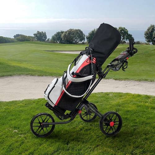 Caddytek CaddyLite 15.3 V2 Golf Push Cart - Black Lightweight Foldable Aluminum with EVA Wheels, Handle & Accessories
