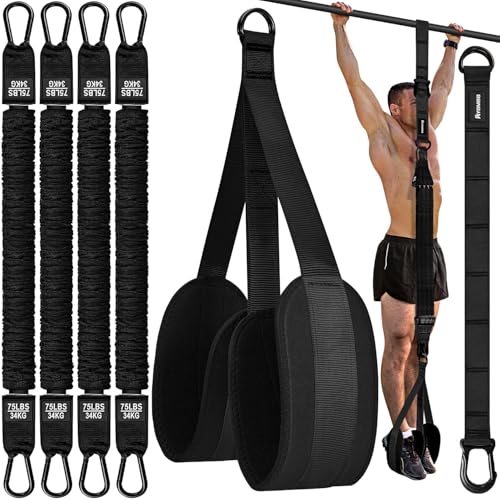 Black Pull Up Assistance Bands Set - Adjustable Resistance Workout Equipment for Home Gym