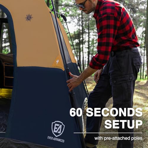 Ever Advanced 6 Person Blackout Instant Cabin Tent - Orange, Easy Setup, Family Camping Gear
