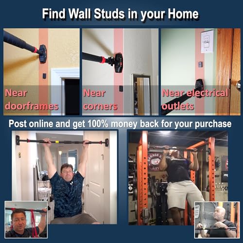 Pull Up Bar for Hallway or Doorway 6-Piece Set with Resistance Bands & Handles - 45-53 Inch Width