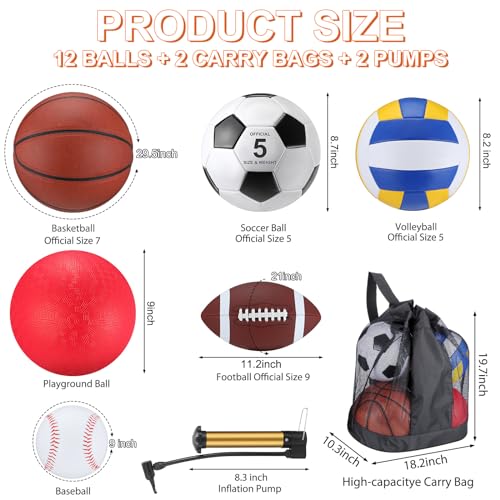 Deekin Assorted Sport Ball Set for Youth & Adults - Classic/Adult Youth Variation