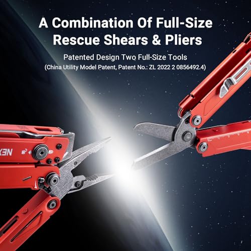 NEXTORCH PIONEER MT20 14-in-1 Multi-Tool Set with Red Handle, Pliers, Scissors & Glass Breaker