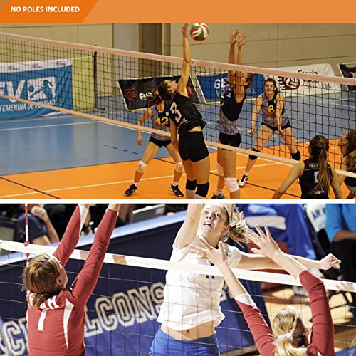 Heavy Duty Volleyball Net 32x3 FT with Steel Cables & Reinforced Dowels - Black & White