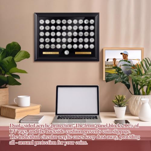 Black 16x12 Inch Silipull 51 Quarters Coin Display Case with Airtight Capsules