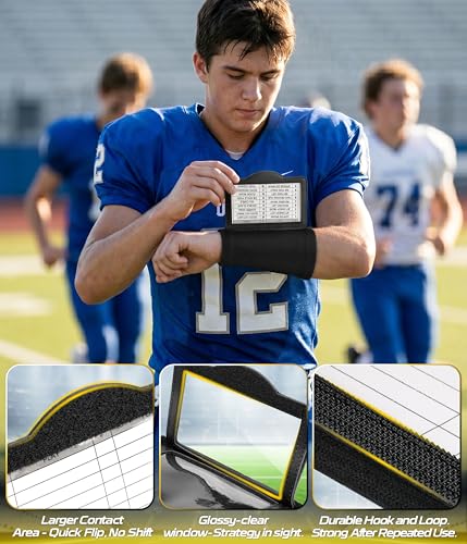 Football Wristbands with Play Windows & Quick Flip Access - Black 22pcs, Sports Coaching Aid