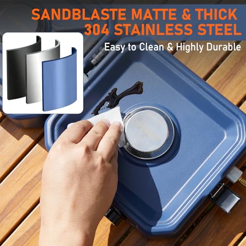 Blue 2 Burner Propane Camping Stove with Griddle - Portable, 24000BTU