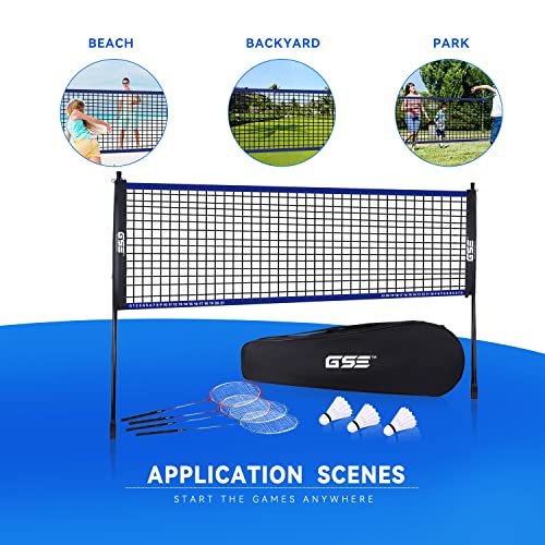 GSE Badminton Complete Set with Net, 2ft x 20ft, 4 Rackets & Carry Bag