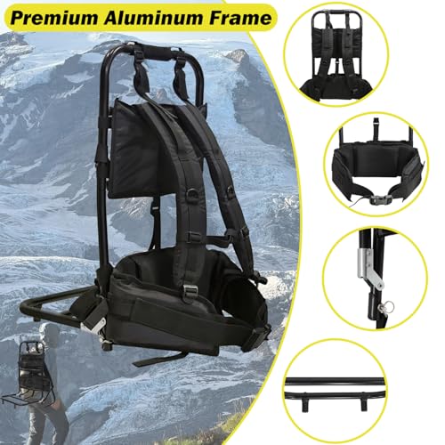 Foldable Aluminum Hunting Pack Frame Medium Black - Lightweight Backpack Support