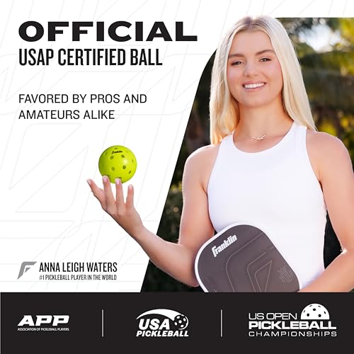 Franklin Sports X-40 Outdoor Pickleballs 100 Pack - USAPA Approved, Optic Yellow