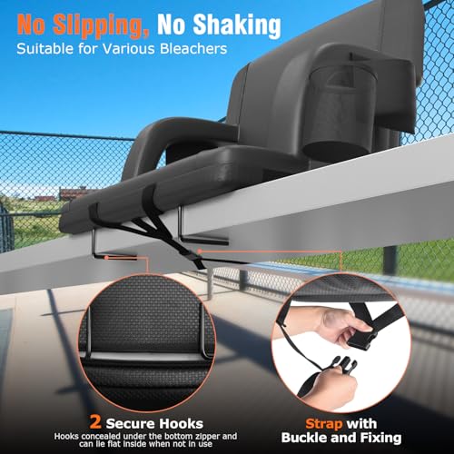 Heated Stadium Seat for Bleachers 25-Inch Wide with USB & 3 Heat Levels - Black