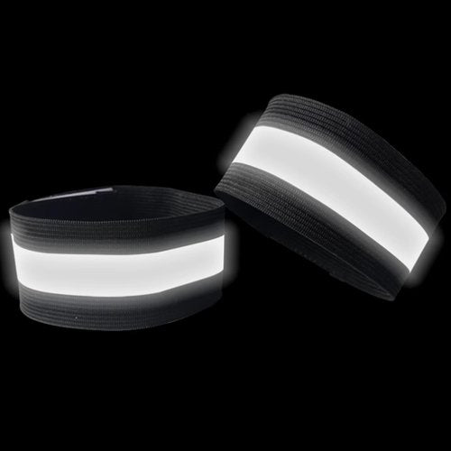 Boxonly 4PCS Reflective Wrist Strap 4x1.5cm Running Safety Gear Reflective Wristbands High Visibility Bike Ankle Bands Reflector Armband Self-Adhesive Reflective Bands for Walking,Night Sports Black