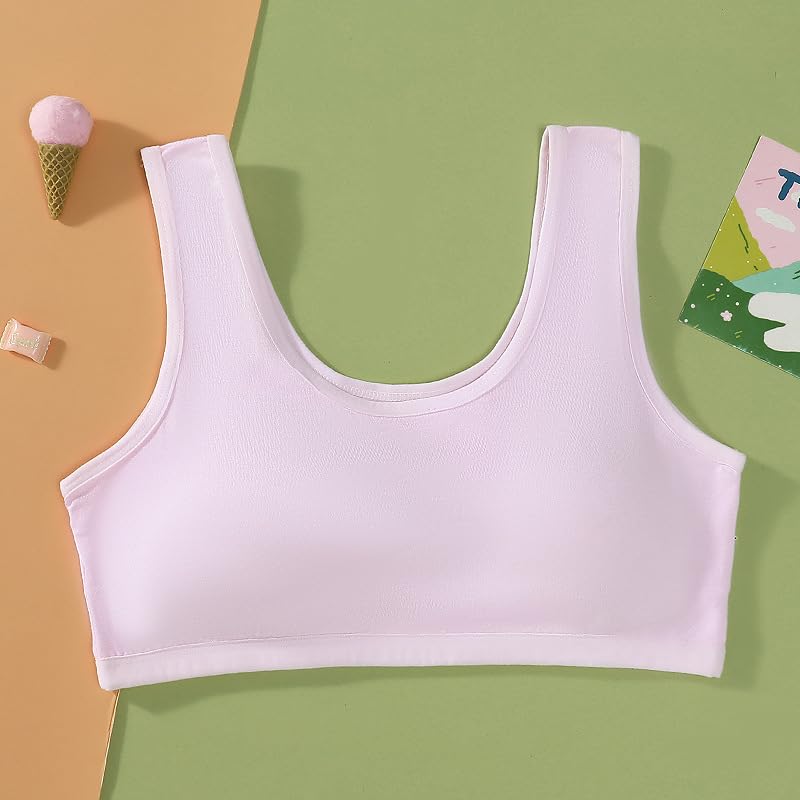 Kids Girls Adjustable Cotton Training Bra Light Padded 10-16 Years White Pink Grey Coral Nude